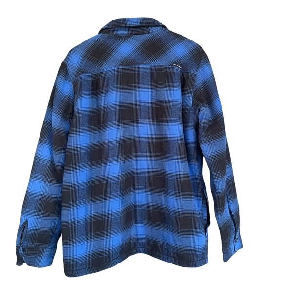 Vans Men Off the Wall Flannel Jacket Small Shacket Blue Black Plaid Sherpa Skate - Picture 2 of 12